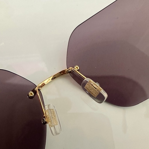 Miu Miu Sunglasses MU 54YS Gold Light Purple Brown 5AK0/6I Women  Logo AUTHENTIC - Picture 5 of 7